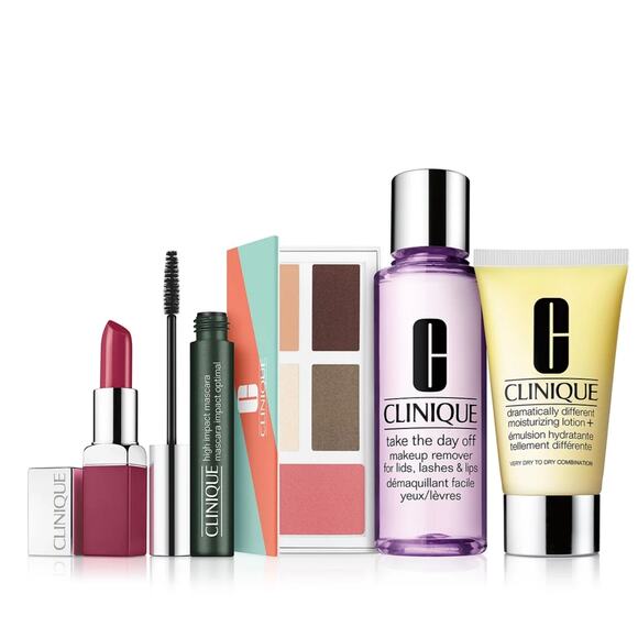 CLINIQUE 5-PC BEAUTY & MAKEUP GIFT SET SUNKISSED ESSENTIALS W/ EYE CHEEK PALETTE - Picture 2 of 4